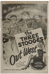 27'' x 41'' One-Sheet Poster for The Three Stooges Film ''Out West'', Columbia 1947 -- NSS# 47/4157 -- Separation Starting Along a Few Folds, Longest One 1.75'', Overall Very Good